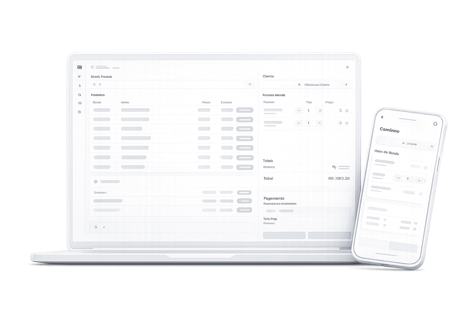 Ponto de venda do MeuGerente em notebook e smartphone